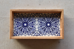 Oak and antique tile tray