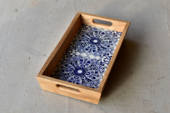 Oak and antique tile tray