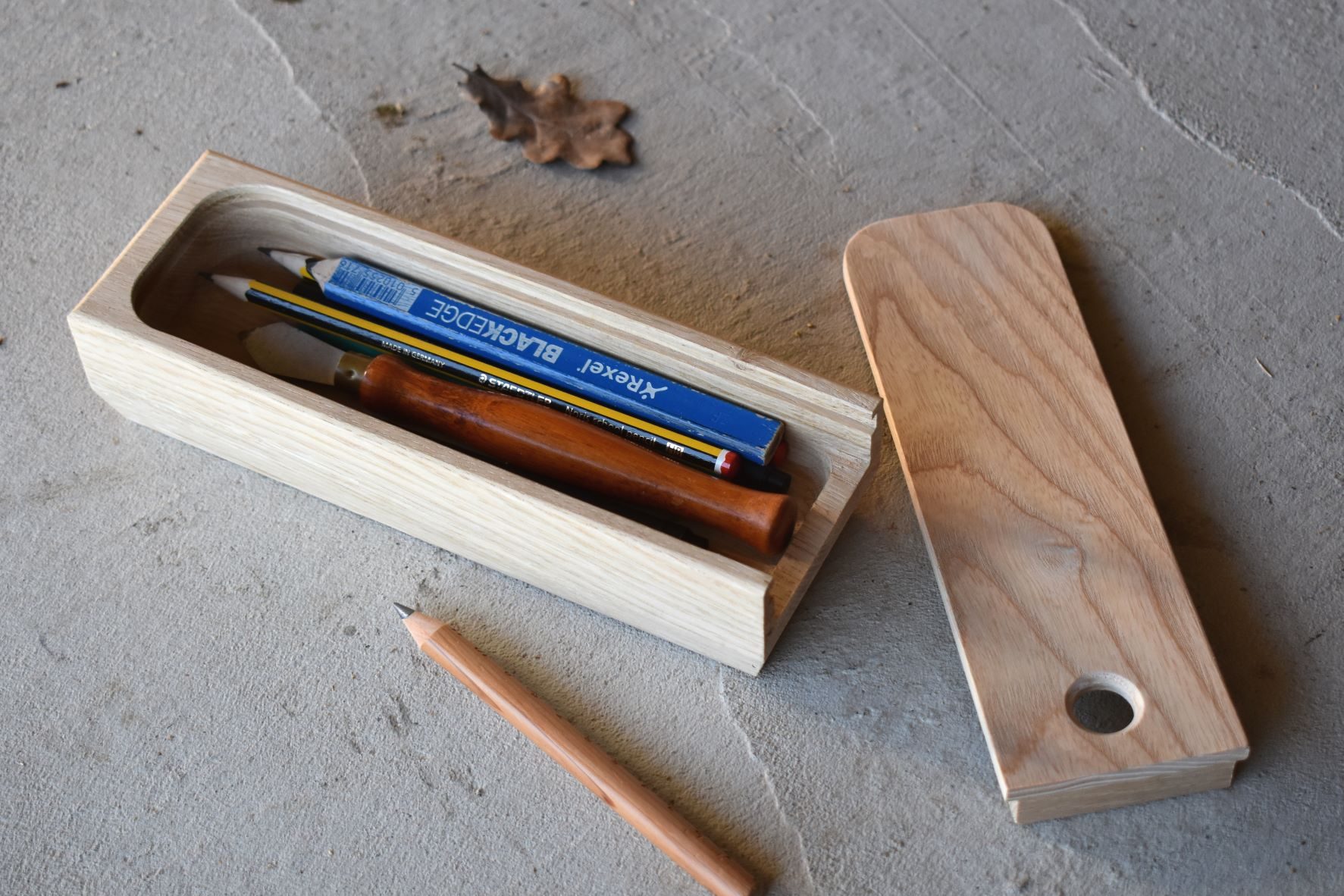 Oak and ash pencil case