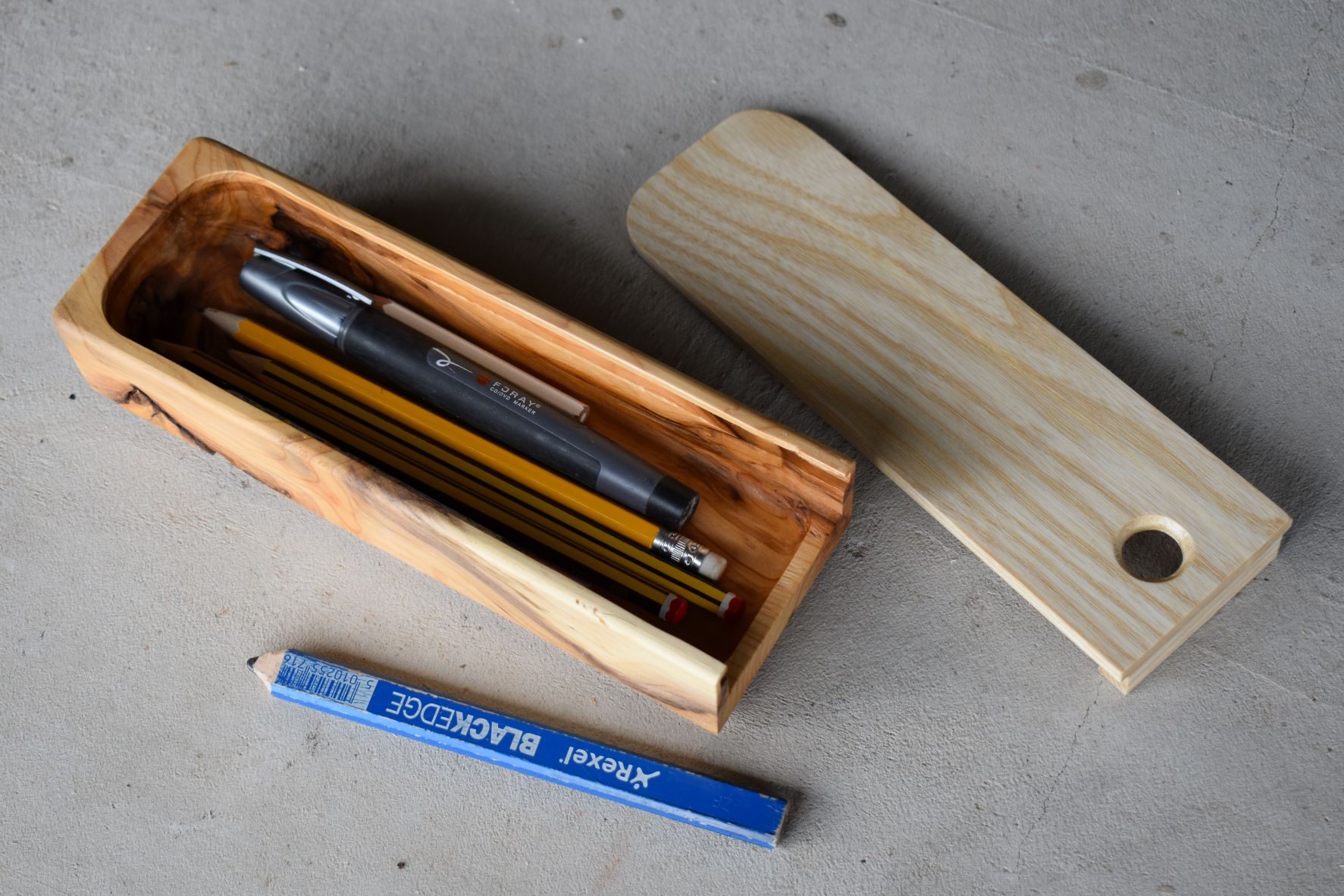 Yew and ash pencil case