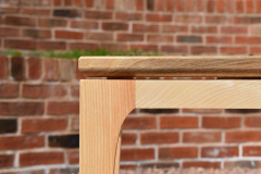 Walnut, ash and sapele console table-top detail